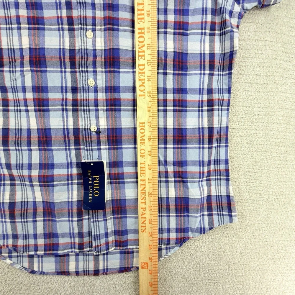 NWT Polo Ralph Lauren Classic Fit Plaid Button Down Shirt Mens Small Blue Cotton